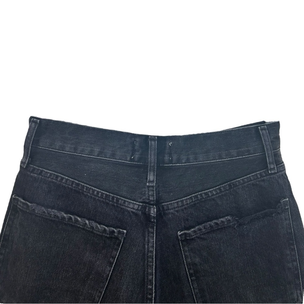 Agolde - Women’s ‘Dee’ High-Rise, Distressed, Frayed Shorts - Black, Size 25 - Picture 6 of 13